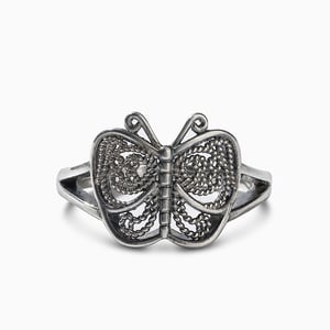 Jeulia "Filigree Butterfly" Sterling Silver Ring