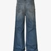 Washed Pleated Straight Jeans - 2263 - Blue / L