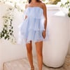 Sunlight Rays Strapless Mini Dress Blue