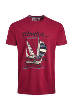 Weird Fish Off Shore Front Print Graphic T-Shirt Garnet Size XL