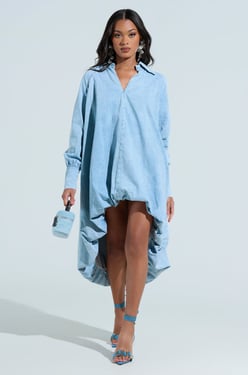 AKIRA Amelia Denim High-Low Dress | Size 2X