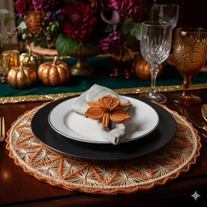 Pyramid Handwoven Iraca Placemat - Accented Borders / Marigold