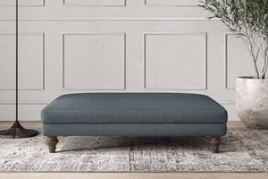 nkuku Deni Large Dining Footstool | Make To Order | Brera Linen Dusk | No Colour