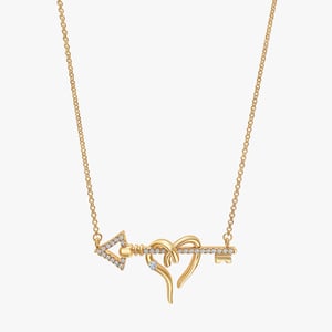 Heart & Arrow Key Necklace - 0.12 CT