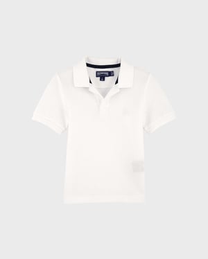 Vilebrequin - Cotton Pique Boys Polo Shirt Solid - Polo - Pantin - White - Size 14