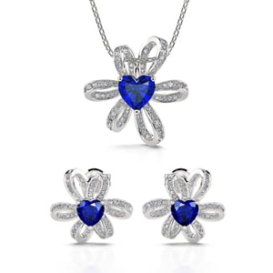 Jeulia "Love Knot" Heart Cut Sterling Silver Jewelry Set