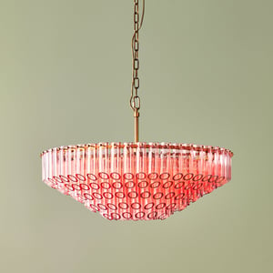 Larger Oldfield chandelier in pink glass