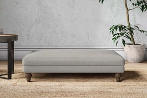 nkuku Marri Large Dining Footstool | Make To Order | Brera Linen Smoke | Recycled Cotton Ochre