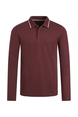 Weird Fish Theo Organic Cotton Textured Jersey Long Sleeve Polo Bitter Chocolate Size M