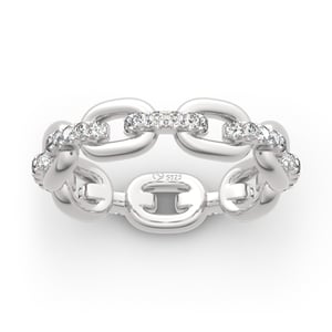 Jeulia Chain Link Round Cut Sterling Silver Women's Band