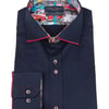 Navy Long Sleeve Vibrant Solid Colour Detail Shirt