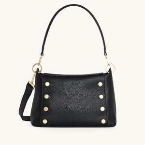 Hammitt Bryant Black Brushed Gold Red Zip Med
