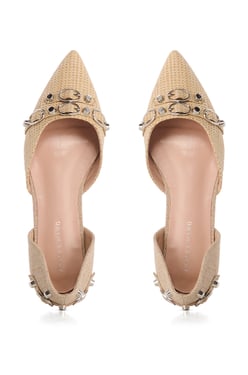 AKIRA Azalea Wang Aella Tan Woven Ballet Flat Shoes | Size 6