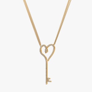 Heart Key Diamond Necklace - 1.00 CT