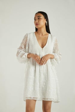 Summer Scene Dress in Coconut White - Coconut White / 3XL