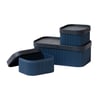 Alberto - Navy Blue Corrugated Paper Rectangular Storage Box With Vegan Leather Lid Set 3
