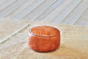 nkuku Nadu Leather Pouf | Seating | One Size | Tan