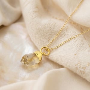 Raw Citrine November Birthstone Gold Plated Necklace