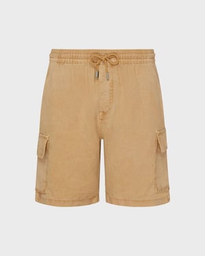 Vilebrequin - Men Linen Cargo Bermuda Shorts Natural Dye - Bermuda - Baie - Brown - Size XXXL