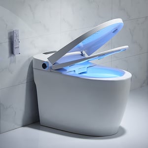 Set of Two Smart Toilet Floor Mounted One-Piece Self Clean Tankless Bidet Toilet
