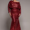 Goddiva Plus Sequin Cowl Maxi Dress - Wine
