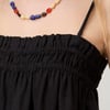 Black Linen-Blend Ruched Bandeau Top