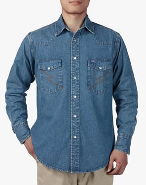 Men's Denim Long Sleeve Regular Fit Work Shirt