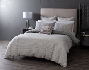 QE Home Halston Cotton Jacquard Duvet Cover, Cotton, Geometric, White, King