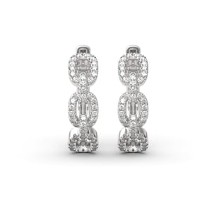 Jeulia Interlocking Design Round Cut Sterling Silver Hoop Earrings