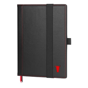 A4 / A5 Leather Notebook Cover (with Notebook Insert) - A4 / Black with Red Detail