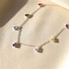 Vibrant Multi Colour Gemstone Teardrop Silver Necklace