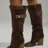 AKIRA Azalea Wang Allonas Knee High Chunky Boot | Brown | Size 8