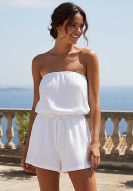Crinkle Playsuit White - L