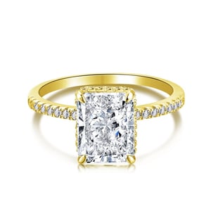 Jeulia Yellow Tone Classic Radiant Cut Sterling Silver Ring