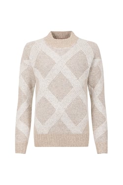 Weird Fish Darlyn Diamond Ribbed Jumper Chalk Size 8