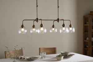 nkuku Kakira Chandelier Pendant | Lights | One Size | Antique Brass & Clear