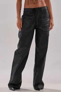 AKIRA Dont Give Up Coated Wide Leg Denim With Grommet Pants | Black | Size 1X
