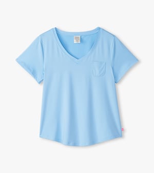 Women's Placid Blue Polyknit V-Neck T-Shirt