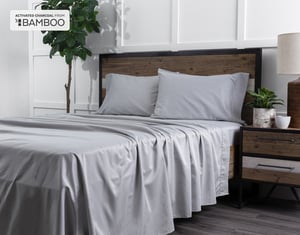QE Home Bamboo Cotton Flat Sheet with Activated Charcoal, Grey, King