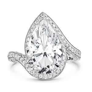Jeulia "Intertwining" Pear Cut Halo Sterling Silver Ring