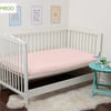 QE Home Bamboo Cotton Crib in Sized Fitted Sheet in Petal, Pink