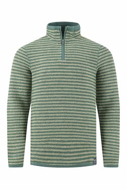 Weird Fish Shorling 1/4 Zip Striped Macaroni Sweatshirt Army Green Size XL