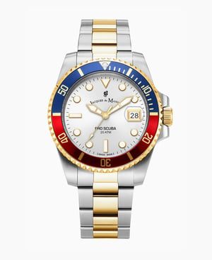 Pro Scuba Three-hands Date Two-tone Silver dial Stainless steel swiss watch - Default Title