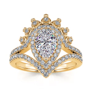 Jeulia "Royal Elegance" Pear Cut Crown Curve V Shape Sterling Silver Ring