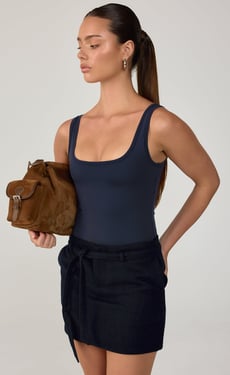 Overtime Mini Skirt (Navy Texture) - US 2