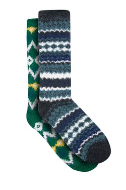 Weird Fish Park Fluffy Socks 2 Pk GreenIvy Size 4-7
