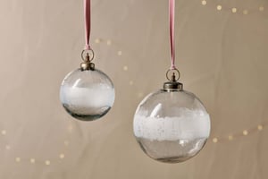 nkuku Anara Etched Giant Bauble | Christmas Decorations | Large | Clear