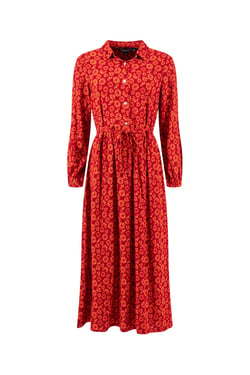 Weird Fish Steffan Printed Maxi Shirt Dress Garnet Size 8