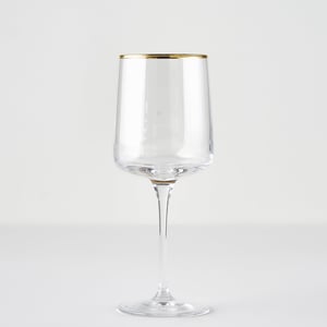 Premium Wine Glass with Silver/Gold Rim - Gold