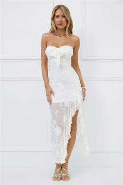 Pretty Moods Only Strapless Maxi Dress White